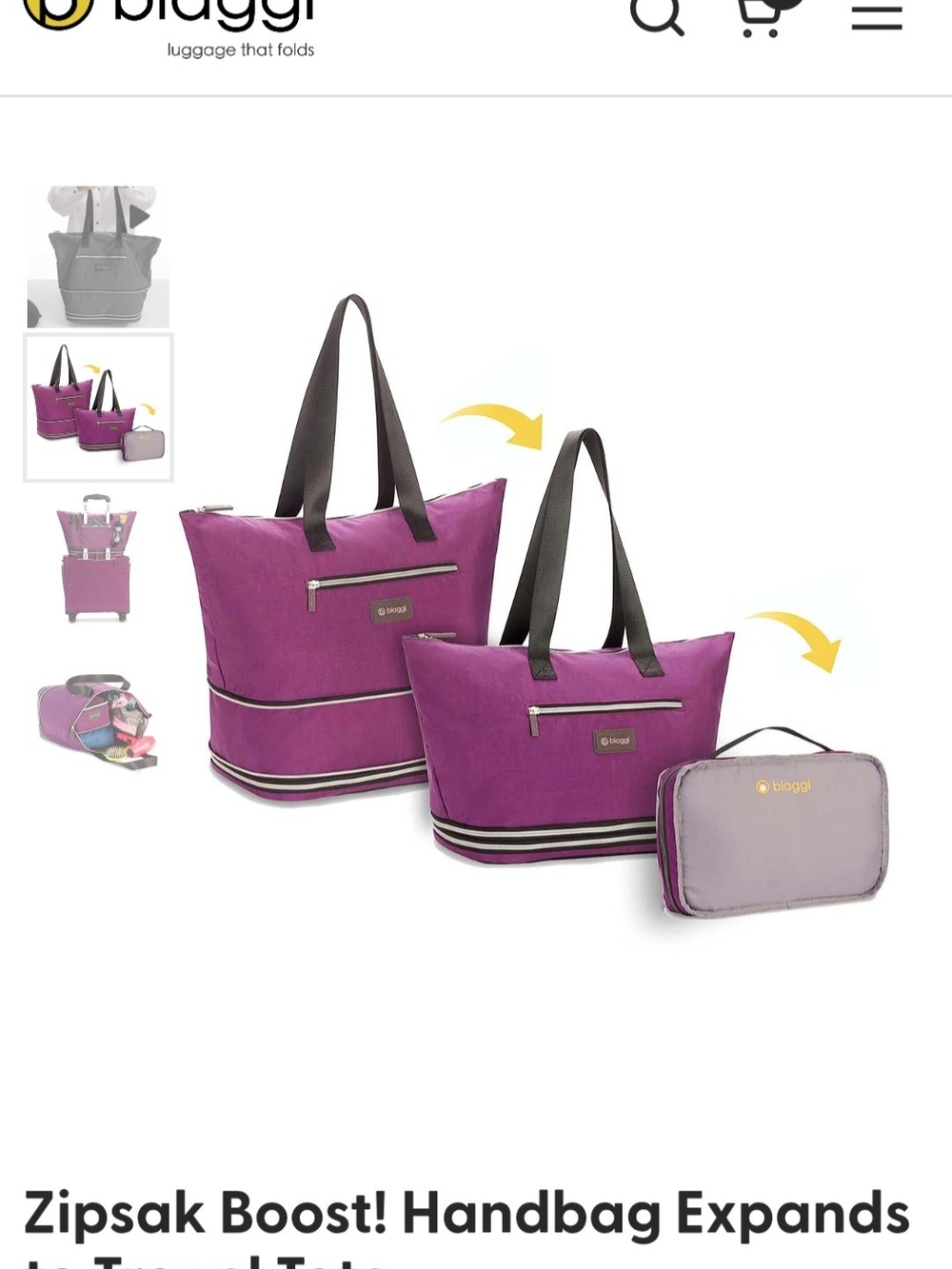 Zipsak Boost! Handbag Expands to Travel Tote